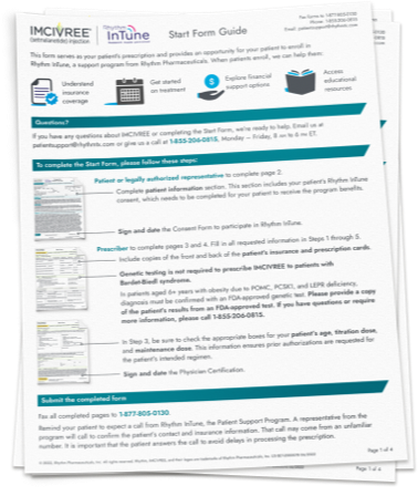 IMCIVREE Prescription Start Form