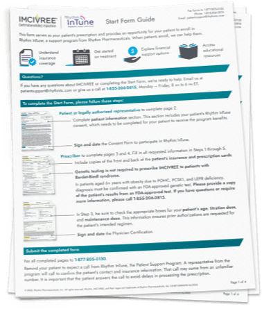 IMCIVREE Prescription Start Form